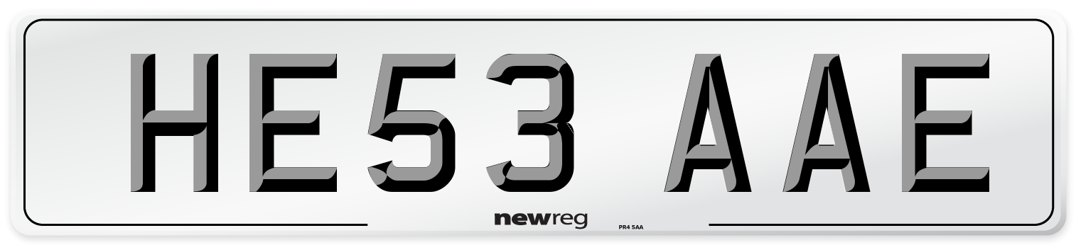 HE53 AAE Number Plate from New Reg